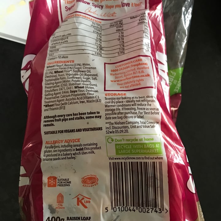 photo of Warburtons Fruit Loaf with Cinnamon & Raisin shared by @ijo on  14 Sep 2021 - review