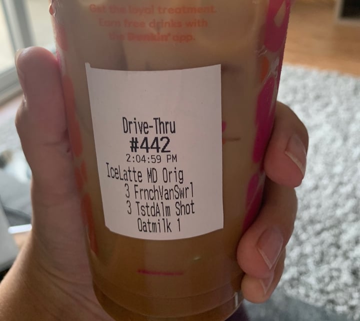 photo of Dunkin' Iced Oat Milk Latte shared by @elliejeanmcd on  14 Sep 2020 - review