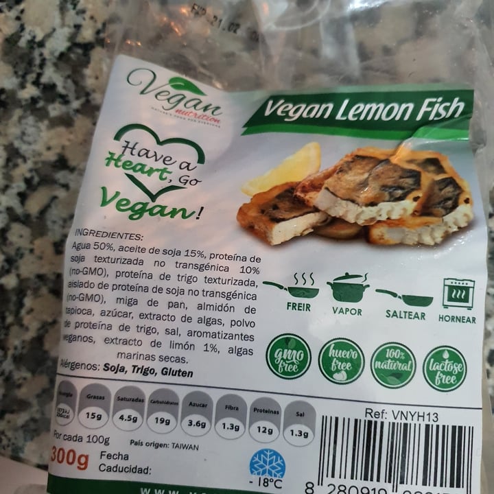 photo of Vegan Nutrition Vegan lemon Fish shared by @fumateelviento on  03 Mar 2021 - review