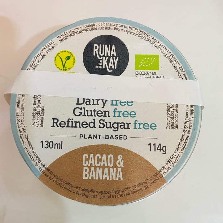 photo of Runa Kay helado de cacao y banana shared by @marionayogacadaques on  22 Jun 2022 - review