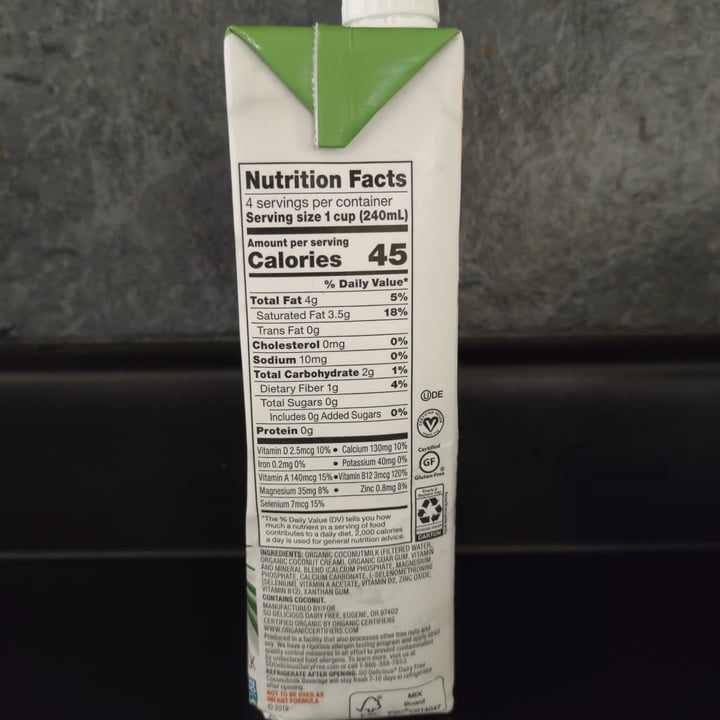 photo of So Delicious Dairy Free Coconut milk unsweetened shared by @beluech on  24 Oct 2022 - review