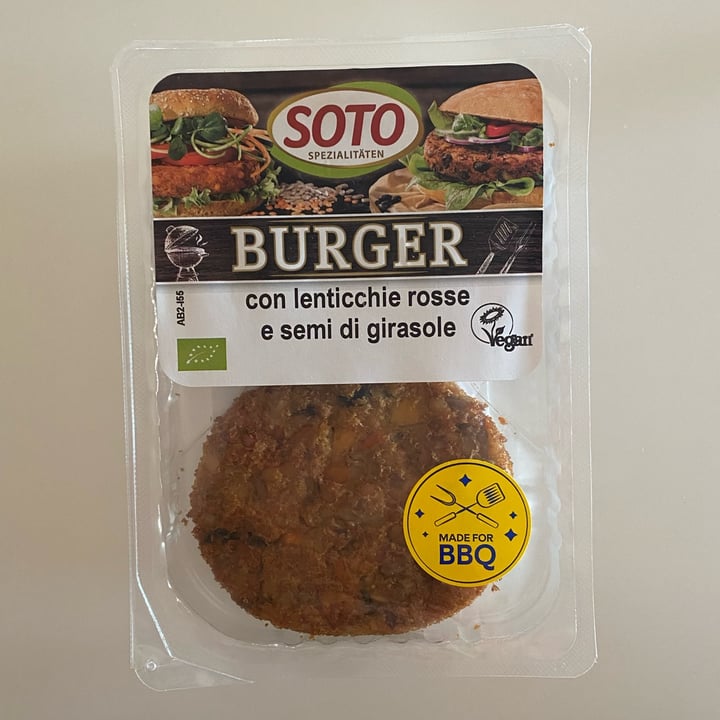 photo of Soto Burger con lenticchie rosse e semi di girasole shared by @camucm on  10 Aug 2022 - review