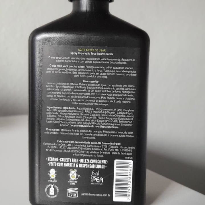review photo of Lola Cosmetics Morte Súbita Spray Reparação Total shared by @pricosta on 22 Aug 2022 - review