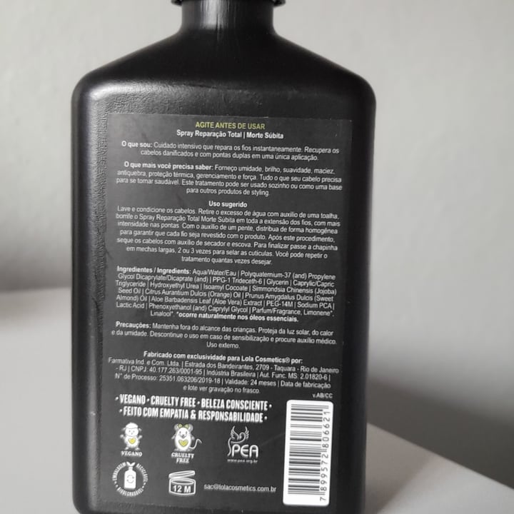 photo of Lola Cosmetics Morte Súbita Spray Reparação Total shared by @pricosta on  22 Aug 2022 - review