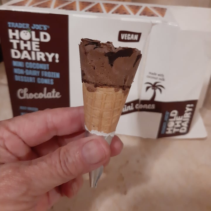 photo of Trader Joe's Hold the Dairy Mini Coconut Non-Dairy Frozen Dessert Cones shared by @jessicaleyna on  18 Jul 2022 - review