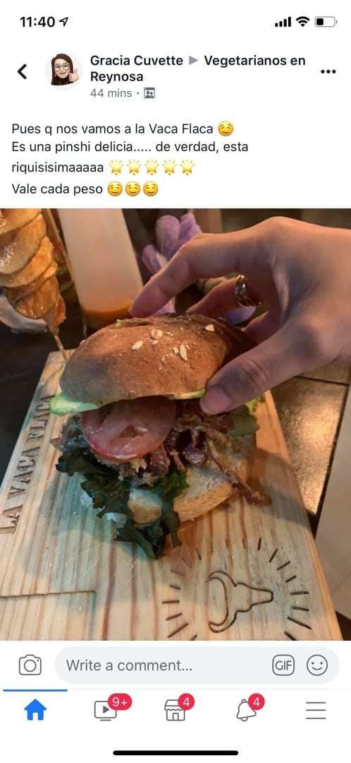 photo of La Vaca Flaca (Hamburguesa Artesanal) Hamburguesa shared by @orlandofdzt on  21 Jan 2020 - review