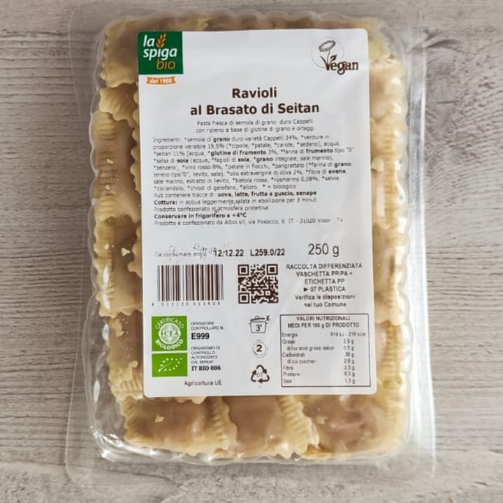 review photo of La Spiga Bio Ravioli al brasato di seitan shared by @vivib on 18 Nov 2022 - review