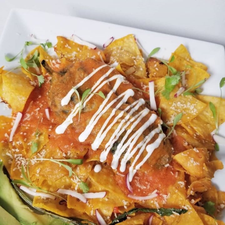 photo of Luna Verde Vegan Mexican Restaurant Chilaquiles shared by @givemeaname on  06 May 2020 - review