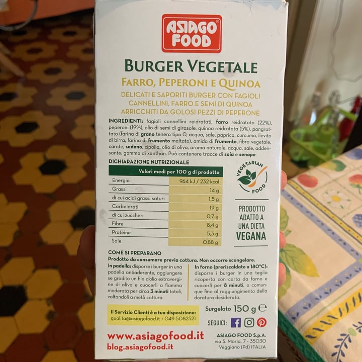 photo of Asiago food Burger vegetale shared by @josettep on  13 Apr 2022 - review