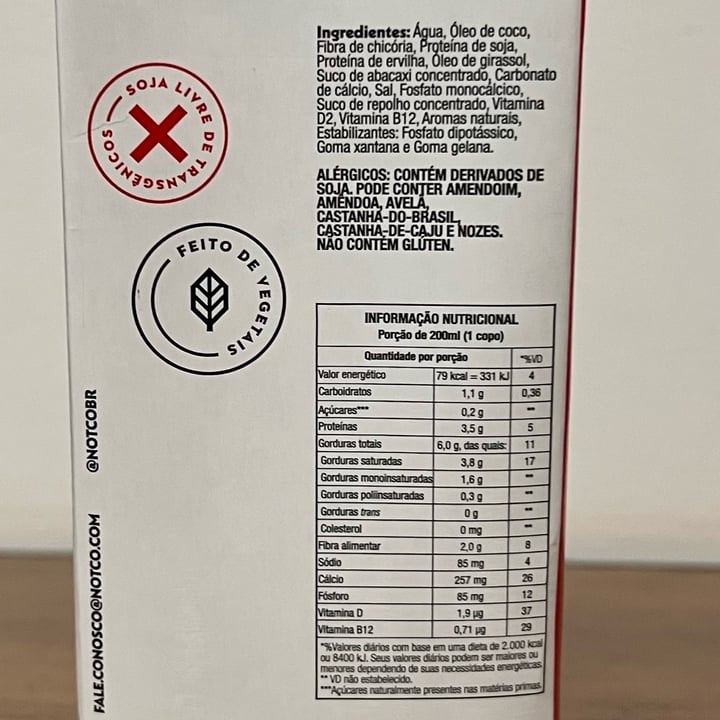 photo of NotCo Not Milk 3% Teor De Gordura shared by @safire on  10 Aug 2022 - review