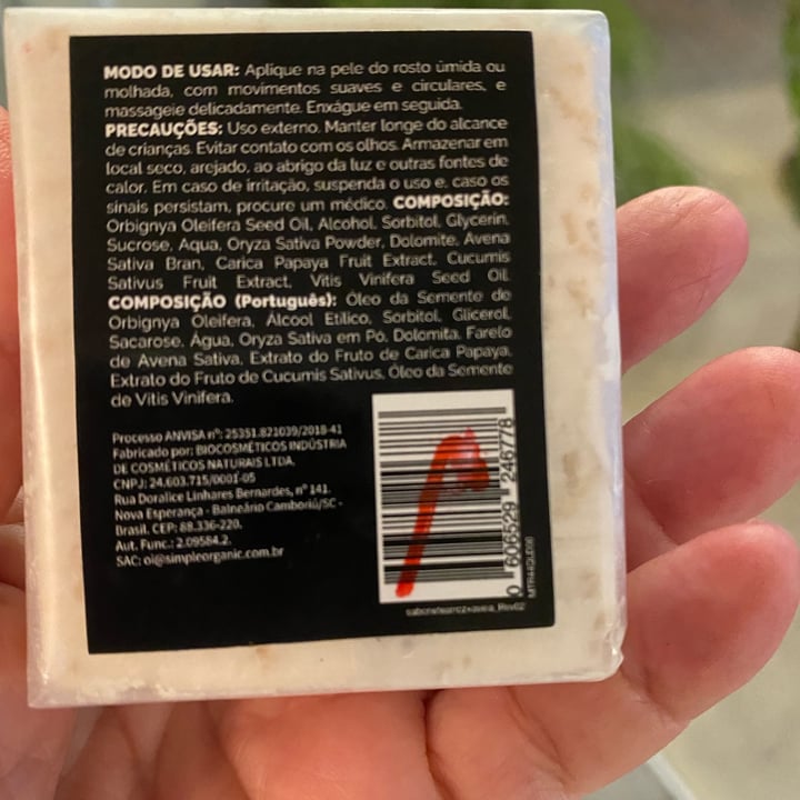 review photo of Simple Organic Sabonete Arroz + Aveia shared by @luciacosta on 31 Oct 2022 - review