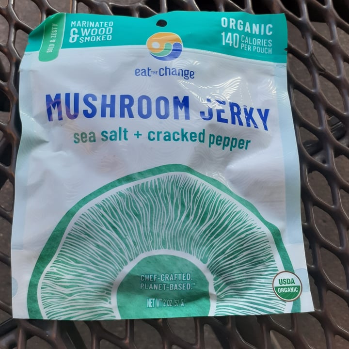 photo of Eat the Change Mushroom Jerky sea salt + cracked pepper shared by @heartartichokehearts on  29 Jul 2022 - review