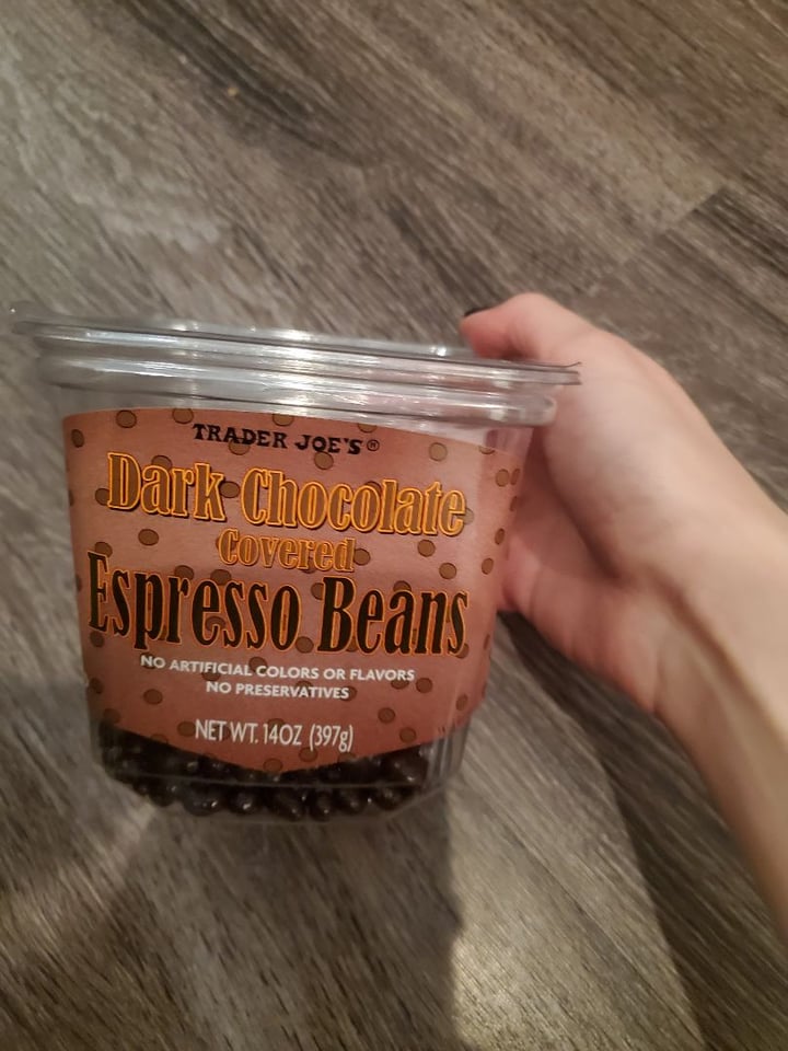 review photo of Trader Joe's Dark Chocolate covered espresso beans shared by @rania on 26 Dec 2019 - review