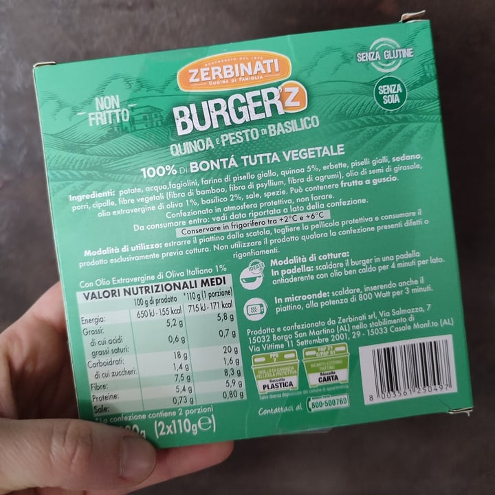 photo of Zerbinati Burger Quinoa E Pesto Di Basilico shared by @guancine on  15 Apr 2022 - review