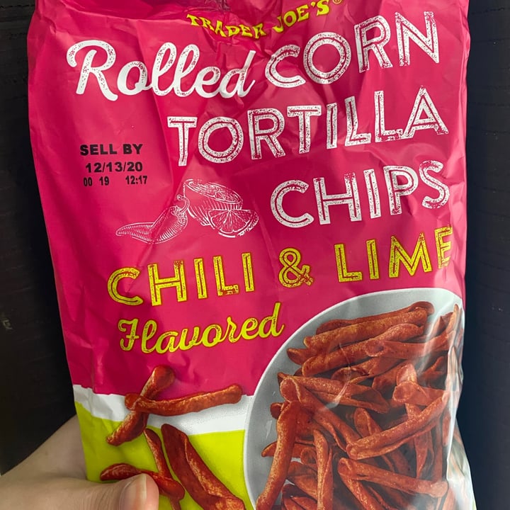 photo of Trader Joe's Corn Tortilla Chips Chili & Lime Flavored shared by @vegpaige on  27 Jul 2020 - review