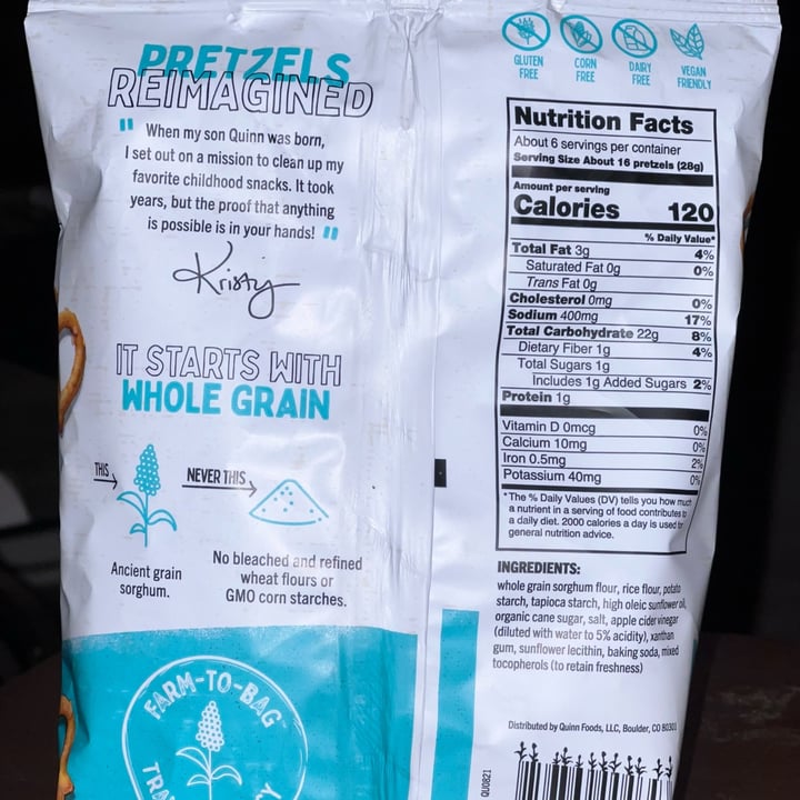 photo of Quinn Snacks Quinn Whole Grain Sea Salt Pretzel Twists shared by @ksvegan17 on  03 May 2022 - review