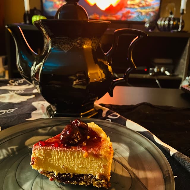 Foto do prato “Cherry cheesecake”