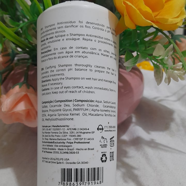 review photo of Felps professional Shampoo Antirresíduo shared by @hulipeberude on 13 May 2022 - review