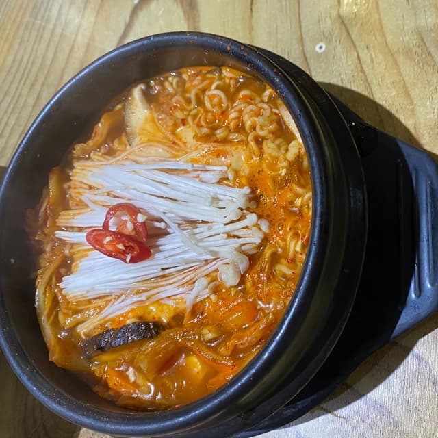 Photo of the dish “Budae Jjigae (Korean Army Stew)”