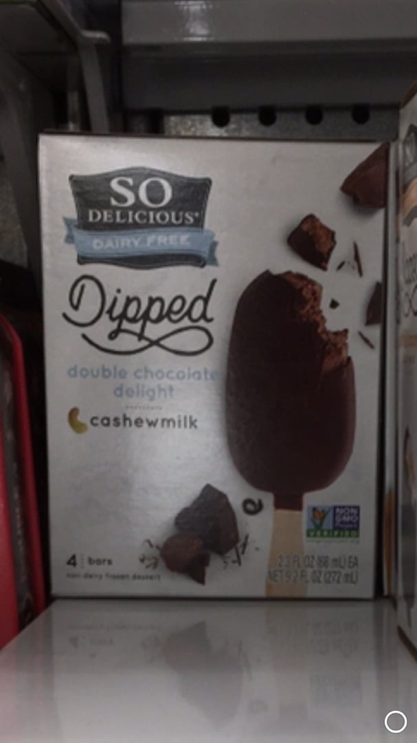 photo of So Delicious Dairy Free Dipped Double Chocolate Delight Cashewmilk Ice Cream Bar shared by @wizkorea on  04 Apr 2020 - review