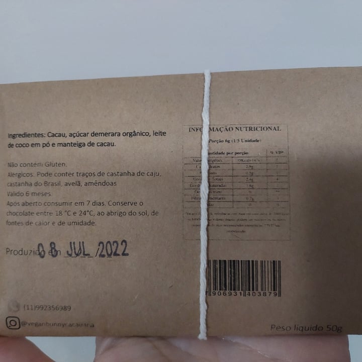 review photo of vegan Bunny Chocolate 55% Cacau shared by @audreynunes on 26 Jul 2022 - review