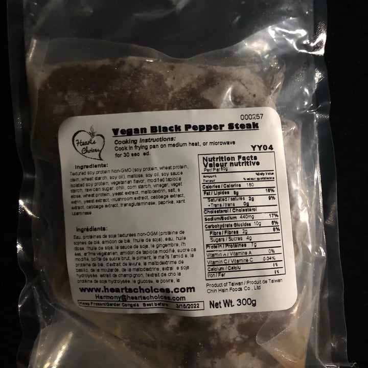 photo of Hearts Choices Vegan black pepper steak shared by @sarahmckinnon on  23 Oct 2020 - review