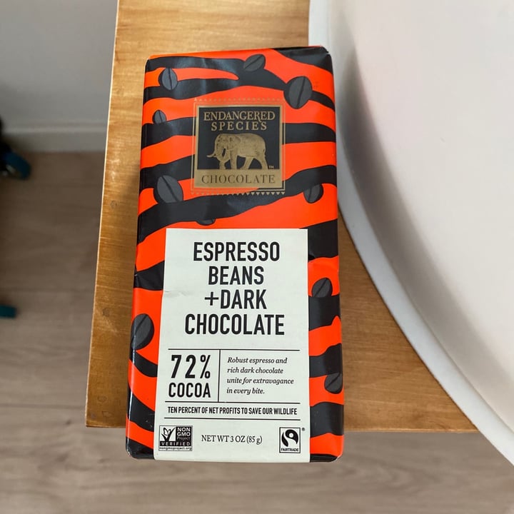photo of Endangered Species Chocolate Espresso Beans + Dark Chocolate shared by @veghunter on  16 Jun 2020 - review