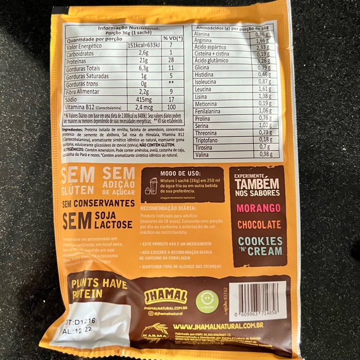 photo of jhamal natural proteina em pó Vegetal sabor Banana Com Amendoim shared by @eloveg on  21 Aug 2022 - review