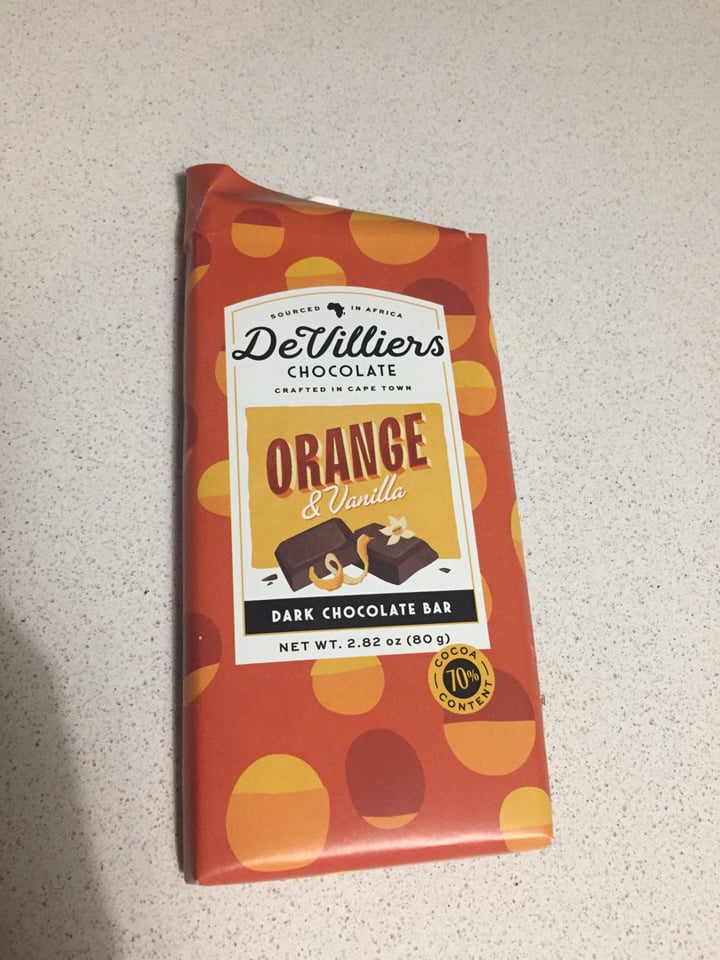 photo of De Villiers Chocolate Orange & Vanilla Dark Chocolate Bar shared by @taz on  02 Dec 2019 - review