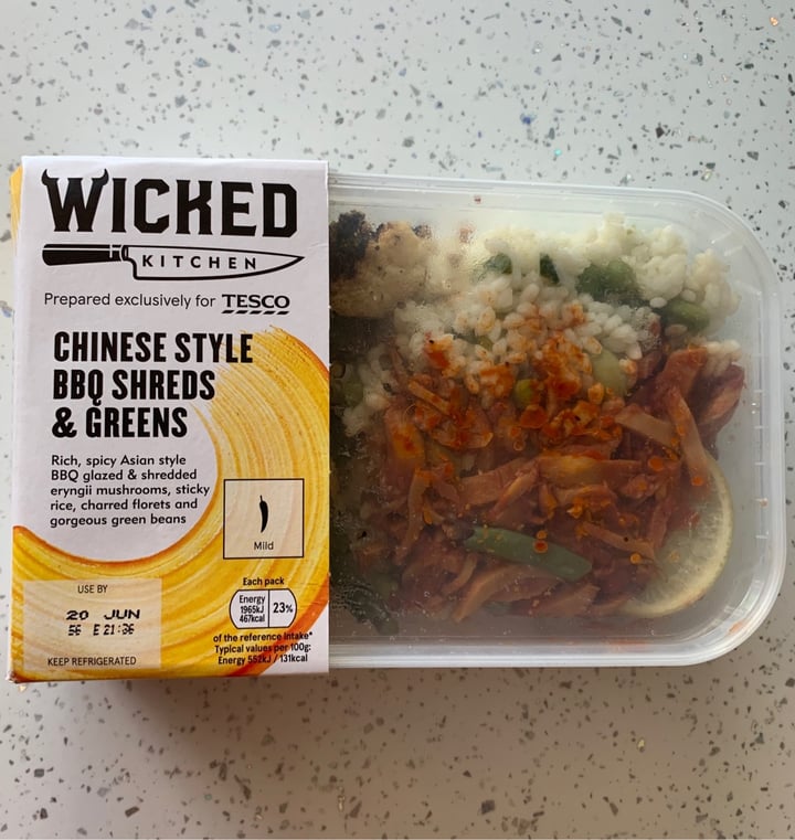photo of Wicked Chinese style bbq shreds & greens shared by @vegneve on  20 Jun 2020 - review