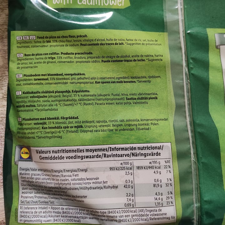 review photo of Vemondo Base Pizza coliflor shared by @nononube on 12 Feb 2022 - review