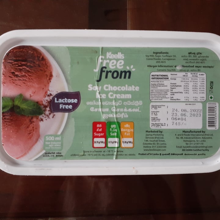 review photo of Keells Soy Chocolate Ice Cream shared by @eleobaozi on 09 Nov 2022 - review