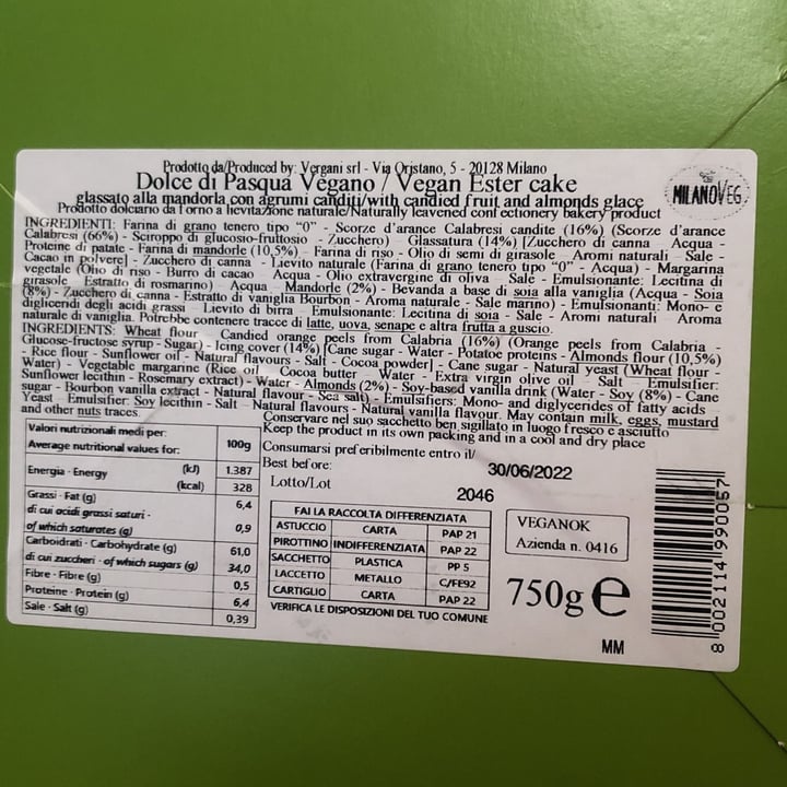 review photo of MilanoVeg Colomba shared by @michelaseminara on 18 Apr 2022 - review