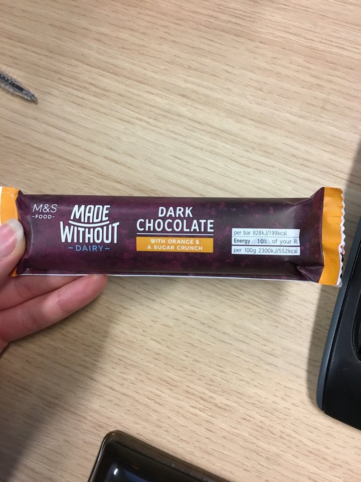 photo of Marks & Spencer Food (M&S) Made without dairy dark chocolate with orange and sugar crunch shared by @laurapratt on  10 Nov 2019 - review