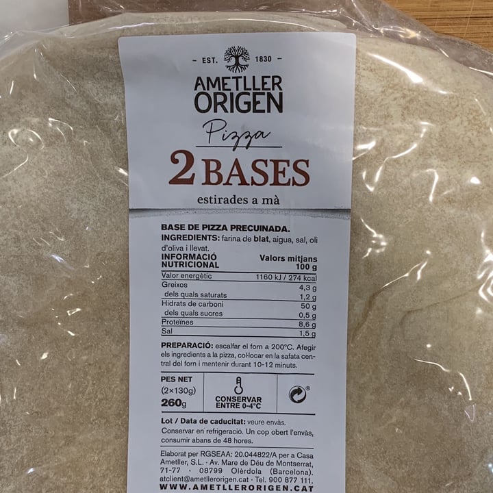 photo of Ametller Origen Bases pizza shared by @merce93 on  27 Apr 2022 - review