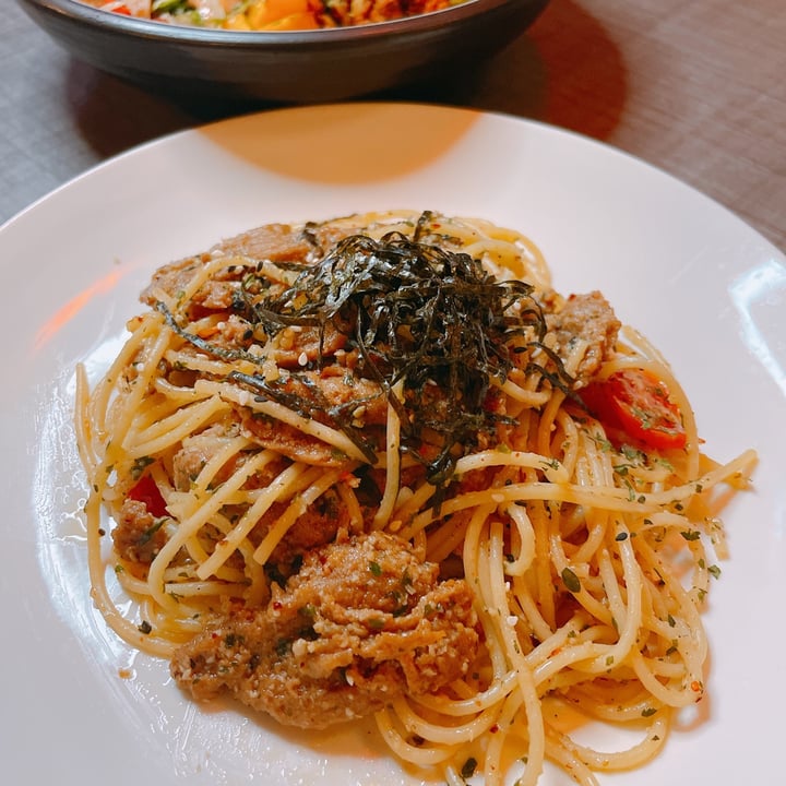 photo of The Rebel Company Cafe & Bar yakiniku Beef aglio olio shared by @veggiexplorer on  14 May 2022 - review