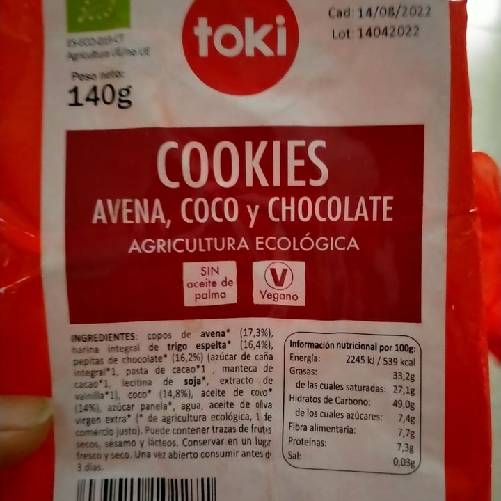 review photo of Toki cookies de avena, coco y chocolate shared by @gredador on 23 Aug 2022 - review