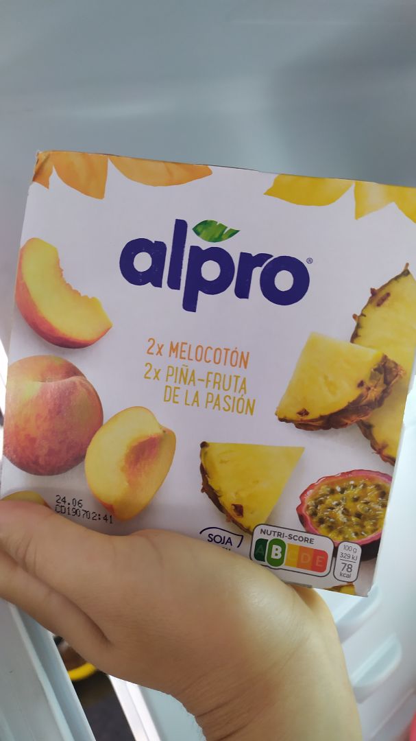 photo of Alpro 2x Melocotón 2x Piña Fruta de la Pasión shared by @elenamg2000 on  15 Jun 2020 - review