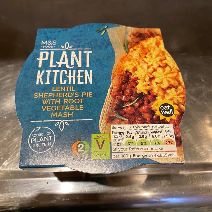 photo of Plant Kitchen (M&S) Plant Kitchen Lentil Shepherd's Pie shared by @reggievegan on  03 Jan 2022 - review