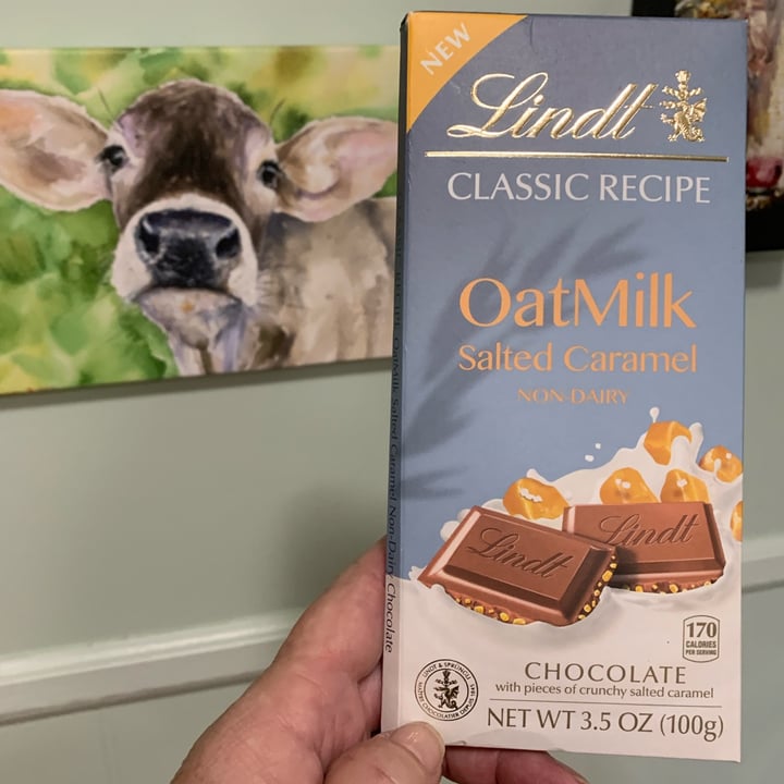 photo of Lindt Vegan Salted Caramel Oat Based Chocolate shared by @onehungryvegan on  17 May 2022 - review