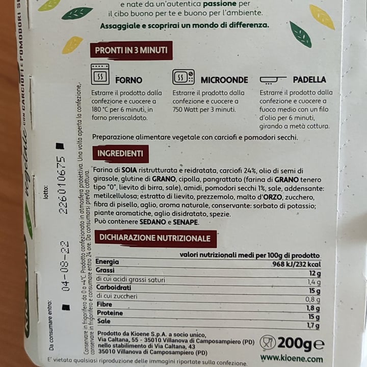 review photo of Kioene Burger ai carciofi e pomodori secchi shared by @mariaelena0 on 09 Aug 2022 - review