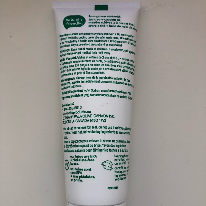 photo of Hello Naturally Whitening Fluoride Toothpaste (Farm Grown Mint with Tea Tree and Coconut Oil) shared by @ajani on  20 Feb 2022 - review