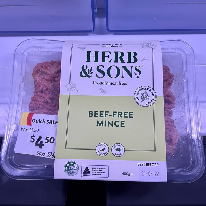 photo of Herb & Sons Beef-free mince shared by @vegan-friendly on  01 Sep 2022 - review