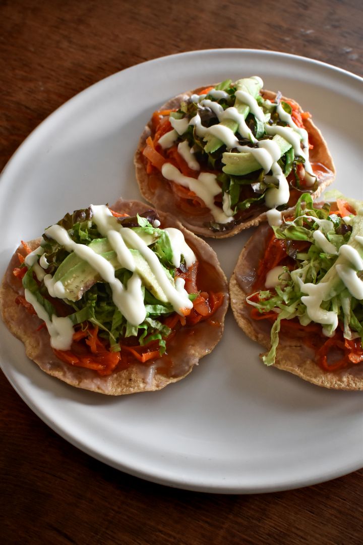 photo of Restaurant tierra mestiza Tostadas De Tinga De Zanahoria Con Frijoles, Aguacate Y Crema Vegana shared by @giovannijaguar on  03 Mar 2020 - review