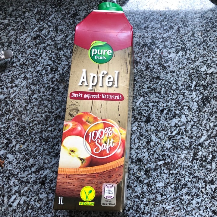 photo of Pure Fruits Apfelsaft natur shared by @elenaeatsvegan on  25 Sep 2021 - review