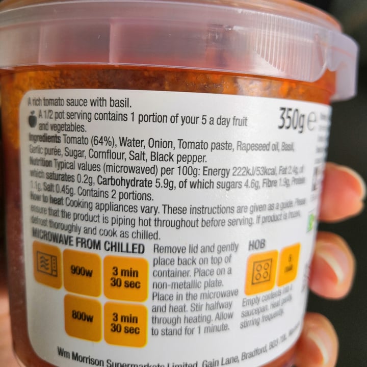 review photo of Morrisons tomato & basil pasta sauce shared by @ilariag on 10 Jul 2022 - review