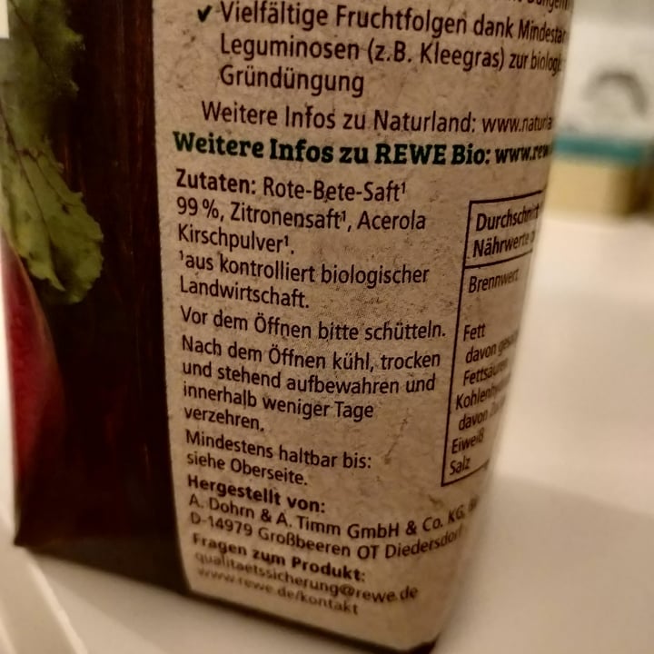 photo of Rewe Bio Rote Bete Saft shared by @koguz on  01 Feb 2021 - review