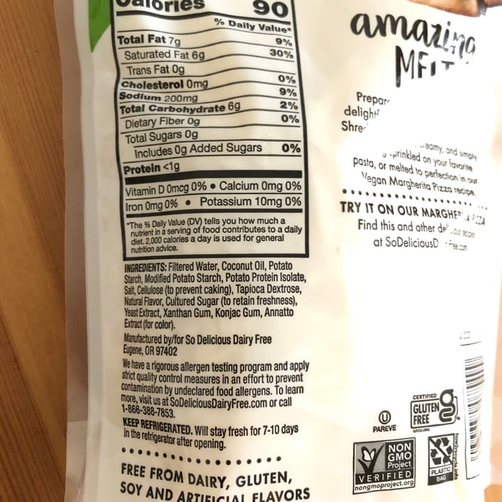 photo of So Delicious Dairy Free Mozzarella Flavored Shreds shared by @aqualing on  09 Feb 2021 - review