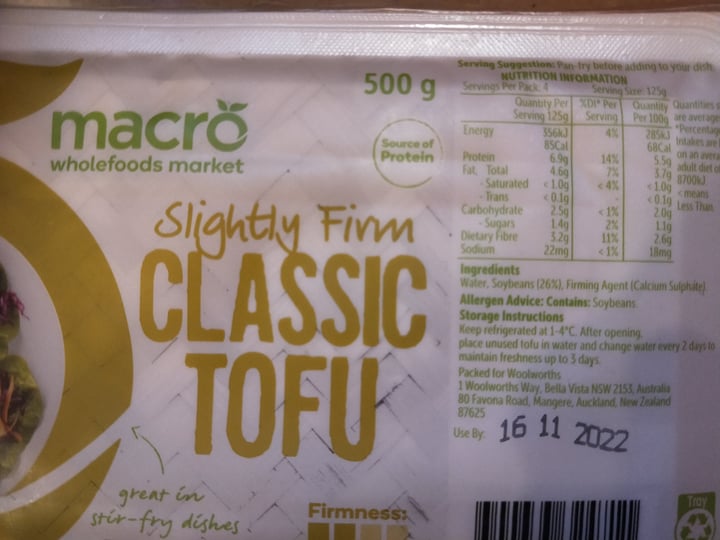 review photo of Macro Wholefoods Market Slightly Firm Classic Tofu shared by @steved on 15 Nov 2022 - review