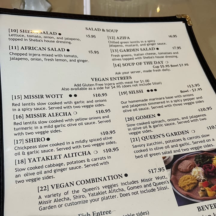 review photo of Queen of Sheba Restaurant Vegan combination- Includes Variety of Queen’s Veggies, Missir Wott, Missir Alecha, Shiro, Yataklet Alitcha, Gomen, and Queens Garden. shared by @deartaratran on 15 Apr 2022 - review